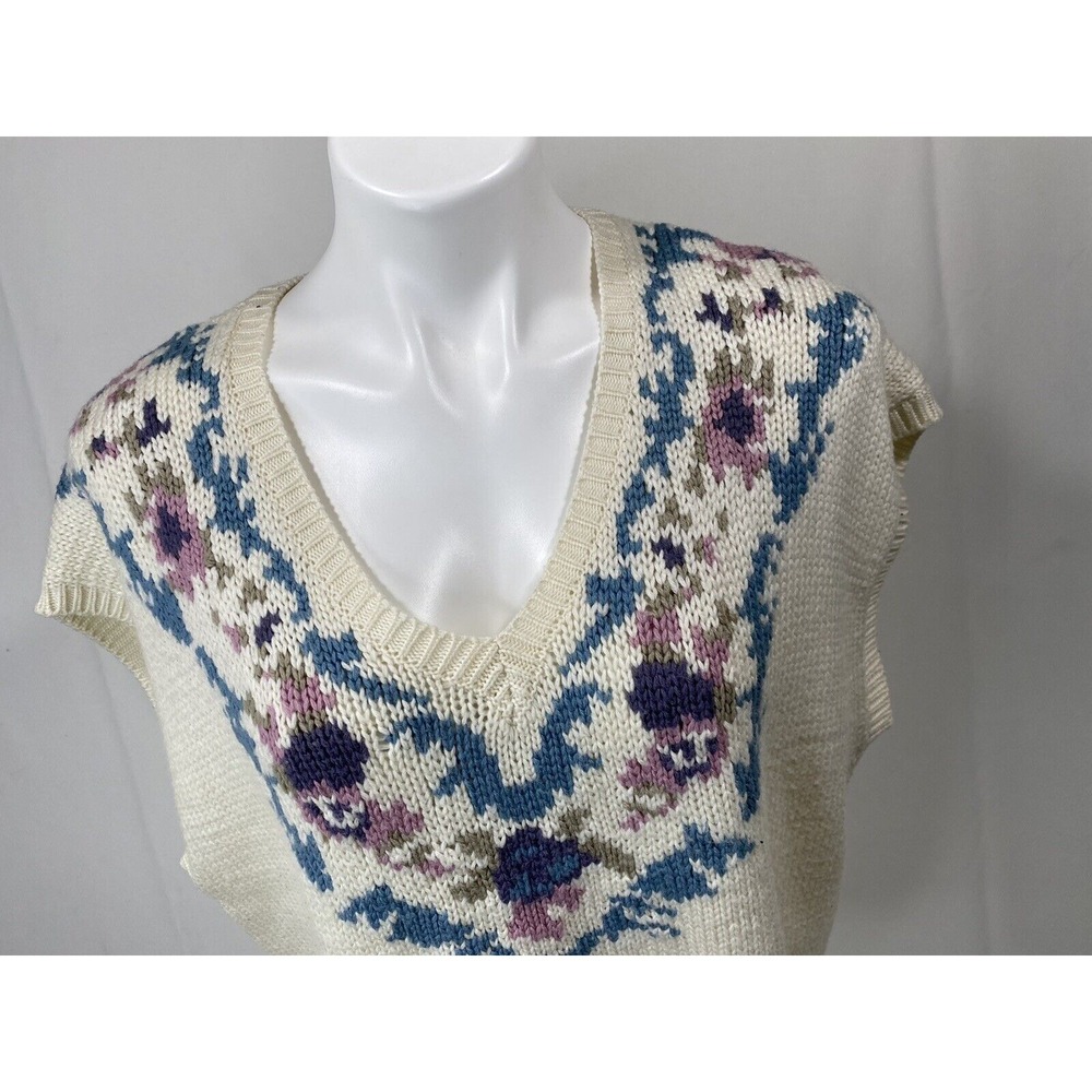 Ms Russ Sweater Vest Womens 20W Floral Knit Cottagecore Plus Size Layering - Picture 5 of 12